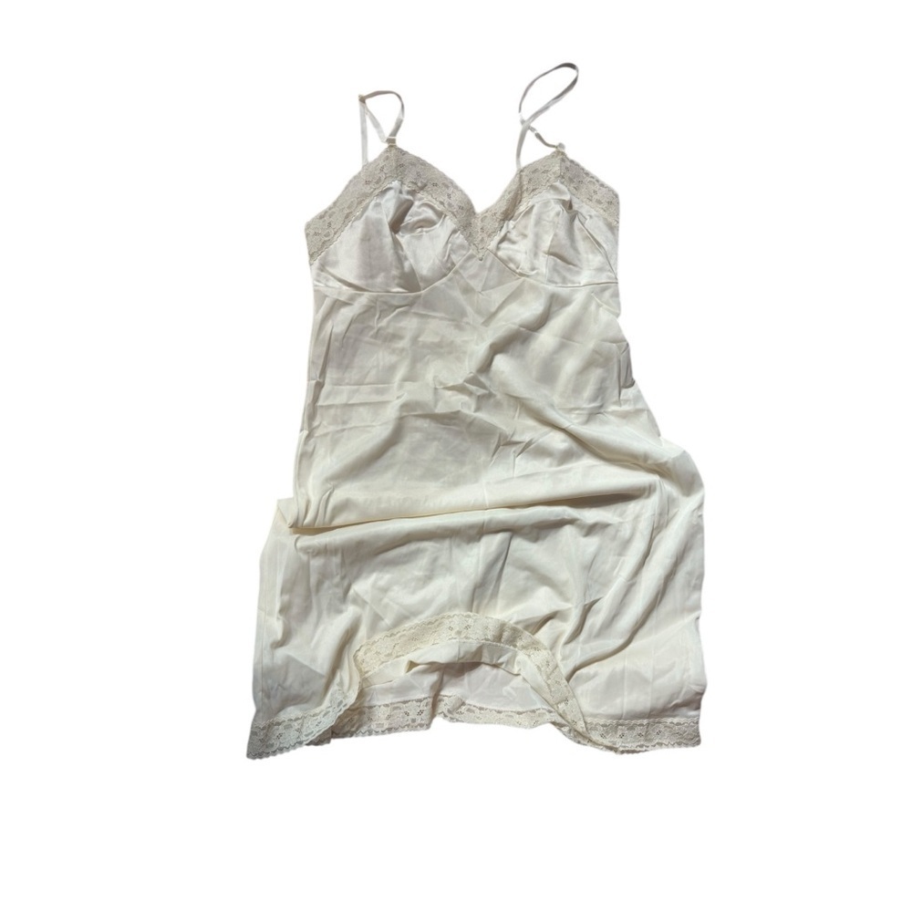Vintage Vanity Fair Cream Satin Chemise with Spaghetti Straps VTG